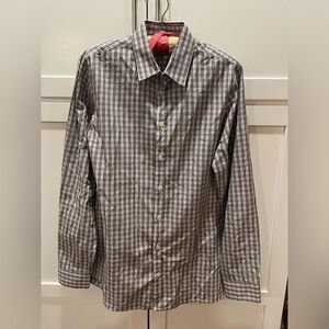 Vtg United Colors of Benetton Button Down Long Sleeve Blue Plaid Shirt Mens Sz M